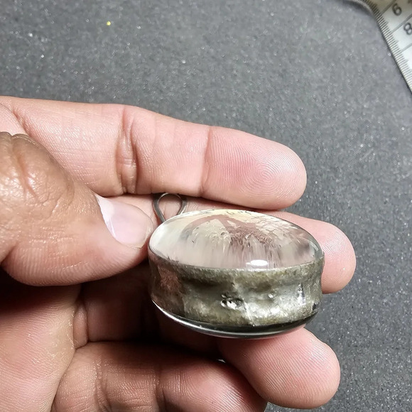 Large A glass silver tone round sphere reversible pendant - Picture 2 of 6